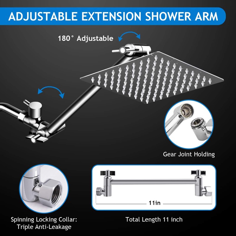 Shower Head Combo,8 Inch High Pressure Rain Shower Head with