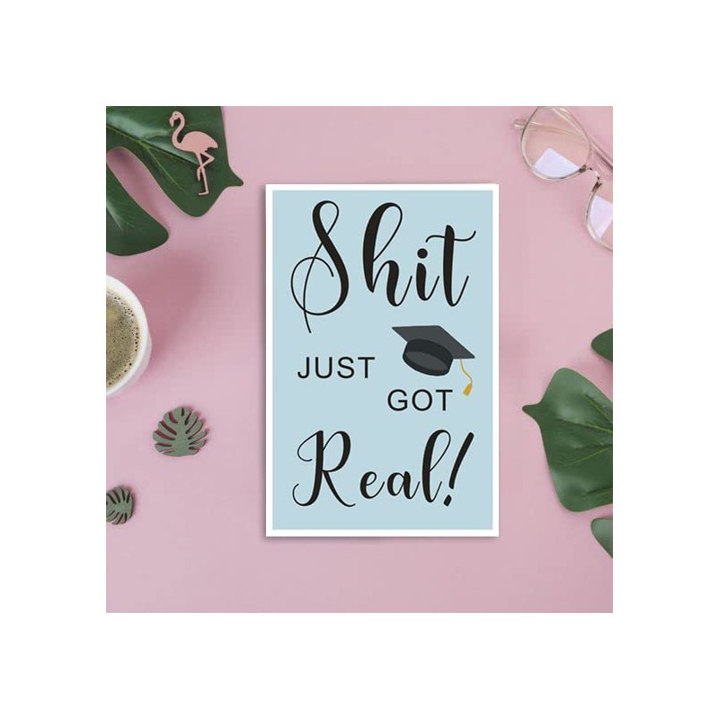Hilarious Just Got Real Graduation Card, Humorous Graduate Hat Card