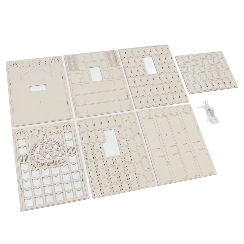 Wooden Ramadan Calendar 30 Storage Drawers LED Light Decorative DIY