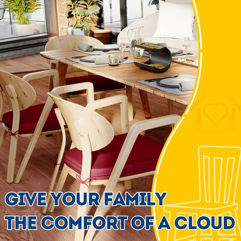 AAAAAcessories D-Shaped Chair Cushions, 2" Thick Dining Chair Pads with