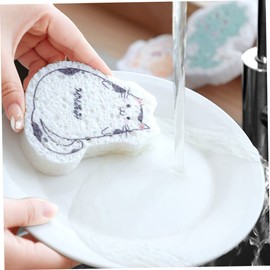 KOMBIUDA 4pcs Cartoon Animals Kitchen Cleaning Sponge Wood Pulp Dish Washing Wipe Gentle Scrub Sponge for Efficient Dish Care Safe for Tableware Reusable Strong Absorbency