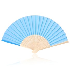 lvzhen Fabric Handheld Fan Folding, Bamboo Folding Hand Fan for Women Suitable for Wedding Engagement Dancing Cosplay Party (Blue)