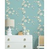 GloryTik Floral Peel and Stick Wallpaper Blue Contact Paper Beige