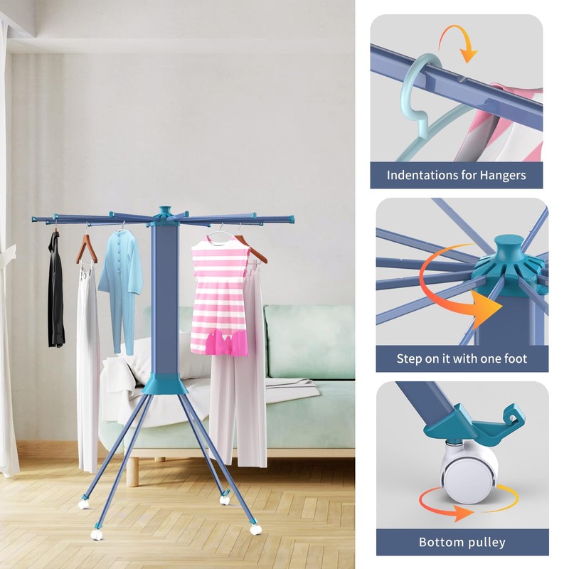Clothes Drying Rack ​Foldable & ​Collapsible Drying Racks with 4-Leg