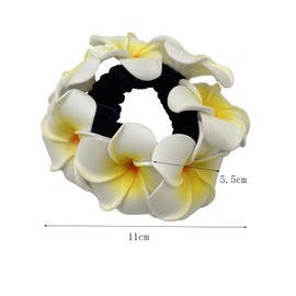 Plumeria Hair Tie Plumeria Hair Scrunchy Hawaiian Flower Hair Band Summer Flower Hair Tie for Women Girls