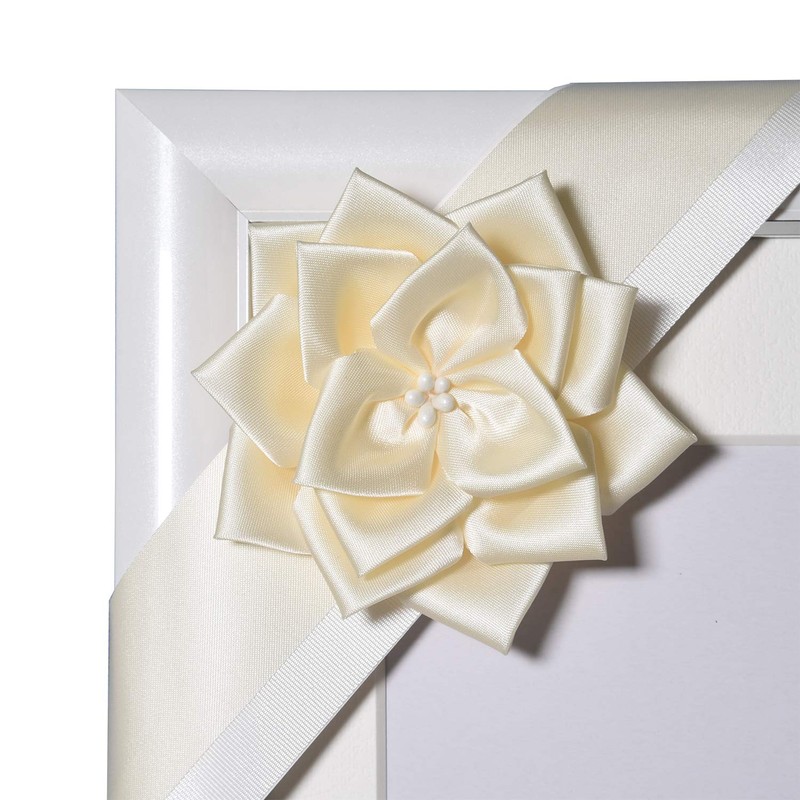 FUJICOLOR 905377 Portrait Picture Frame, Ribbon, Pearl White