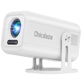 Mini Projector With WIFI 6 and Bluetooth 5.4, Update Portable Projector Support with Full HD 4K 1080P, 300 ANSI, Auto Focus & Keystone, 35"-130" Screen Video Projector for Home Bedroom Outdoor, White