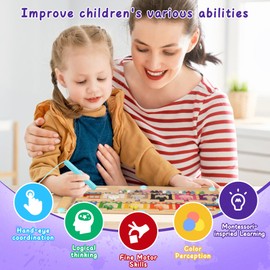 Magnetic Color and Number Maze, Montessori Toys for 3 4 5 Year Old, Wooden Magnet Balls Puzzles,Learning Educational Sensory Toys for Toddlers and Kids Boys Girls,Christmas Stocking Stuffers for Kids