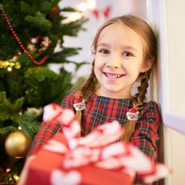 Kistreao 10Pcs Christmas Hair Ties for Girls Cute Rubber Bands Santa Claus Snowman Elastics Hair Bands Ponytail Holders Christmas Hair Accessories for Women Hair Scrunchies