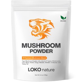 Tiger 7 Mushroom Extract Powder – Organic Superfood Mushroom Powder, Powerful Natural Ingredients, Vegan, Dairy Free, Non-GMO, 3.5oz (100g)