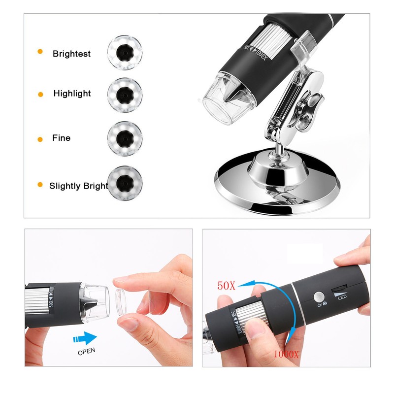 Wireless Digital Microscope 50 to 1000X 2MP HD WiFi Portable