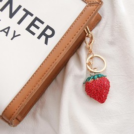 Hoheng Strawberry Keychain Bag Charms Cute purse Charms Strawberry Shortcake Keychain Gifts for Women Trendy 2025