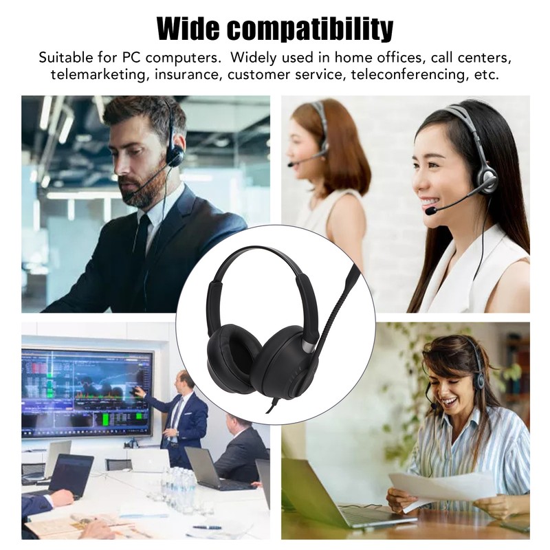 Binaural Customer Service Headset ENC Noise Reduction 3.5mm Communication Headset