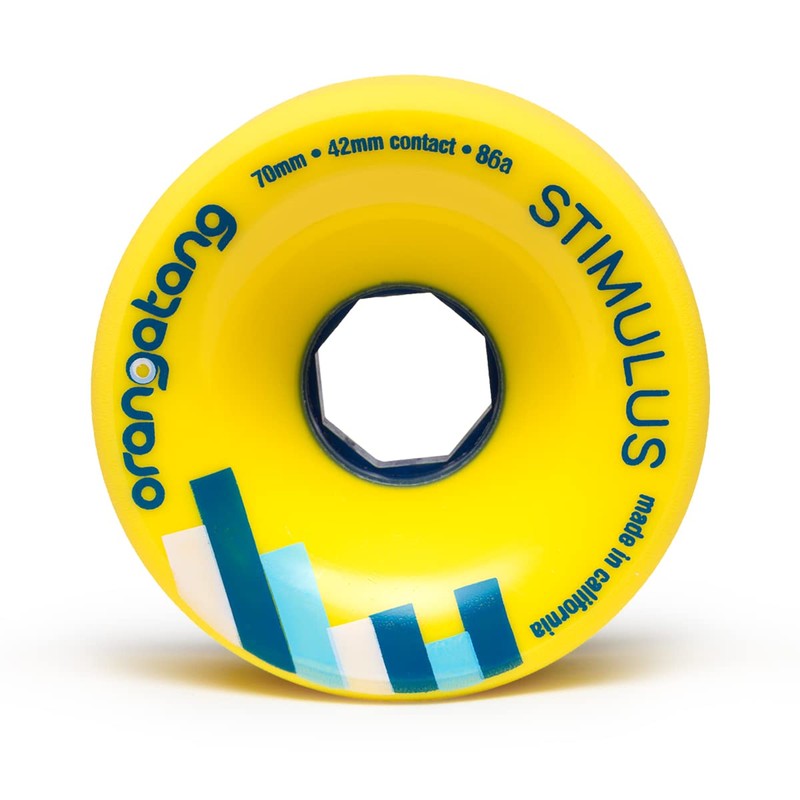 Orangatang Stimulus 70 mm 86a Freeride Longboard Skateboard Wheels (Yellow,