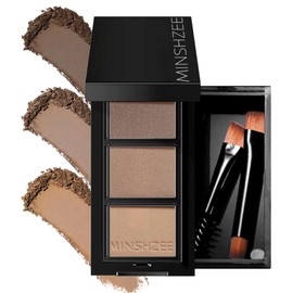 Eyebrow Colour Palette - 3 Colours Waterproof Dark Brown Eyebrow Powder Palette with 2 Brushes - Sweatproof Long Lasting Fine Powder Eyebrow Colour Powder Makeup