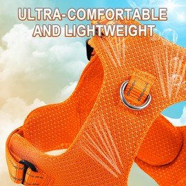 Dog Harness Step in Dog Vest Harness, Reflective Adjustable Puppy No Pull Harness Breathable Soft for Small and Medium Dogs Cats, Orange, XXS