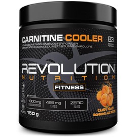 Revolution Nutrition Revolution Nutrition, Carnitine Cooler Powder, L- Carnitine Tartrate, Lean supplement, Amino Acid, Enhance Endurance, Zero Calorie, 1000 mg L- Carnitine, 945 mg L-Lysine, 150g, 83 Servings (Candy Peach, 0.33 Pound)