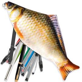 CATOR 1 Piece Fish Shaped Pencil Case Novelty Fish Pencil Case Fish Purse Funny Pencil Case for Fish School Classroom - Carp