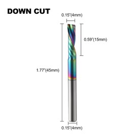 CNC Milling Cutter Spiral Groove Cutter 4 mm Shank Downcut 4 mm Cutting Diameter 15 mm Cutting Length Router Bit O Flutes Spiral Cutter CNC Milling Cutter for Router Wood Cutter Slot Cutter Wood (4 x