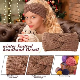 TOEECY Pack of 6 Wide Headband Women's Autumn Winter Knitted Band Stylish Warm Cross Headband Ear Protection Perfect for Outdoor Activities and Everyday Use