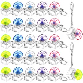 Nosiny 24 Pcs Keyboard Fidget Toys Keyboard Fidget Keychains for Adults Teens Finger Keyboard Keychains Stress Relief Keycap Fidget for Boys Girls Students Decompression Gifts, Translucent Colors