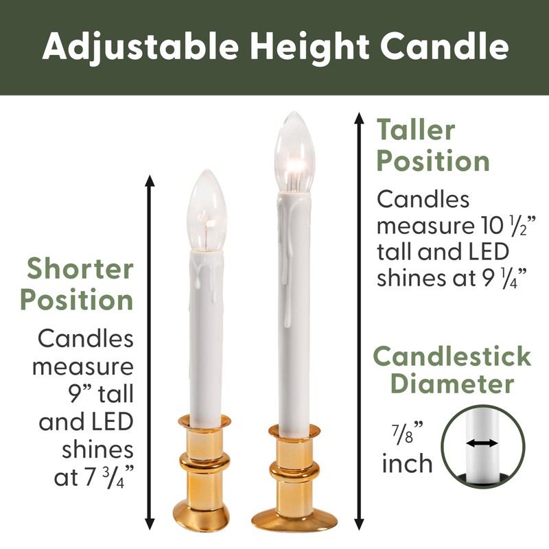 612 Vermont Ultra-Bright LED Window Candles with Timer, Battery Operated,