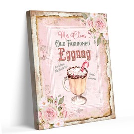 Christmas Canvas Wall Art Decor - Vintage Holiday Kitchen and Cafe Sign with Old-Fashioned Design - Rustic Christmas Artwork for Dining Room and Living Spaces - Festive Wall Decorations 11X14 inch