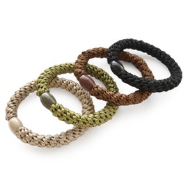 JewelVOX Hair Accessories, Rope Style, Set of 4 Colors, Stylish, Women's, Black, Thick, Adult, Cute, Tangle-Free (A Set)