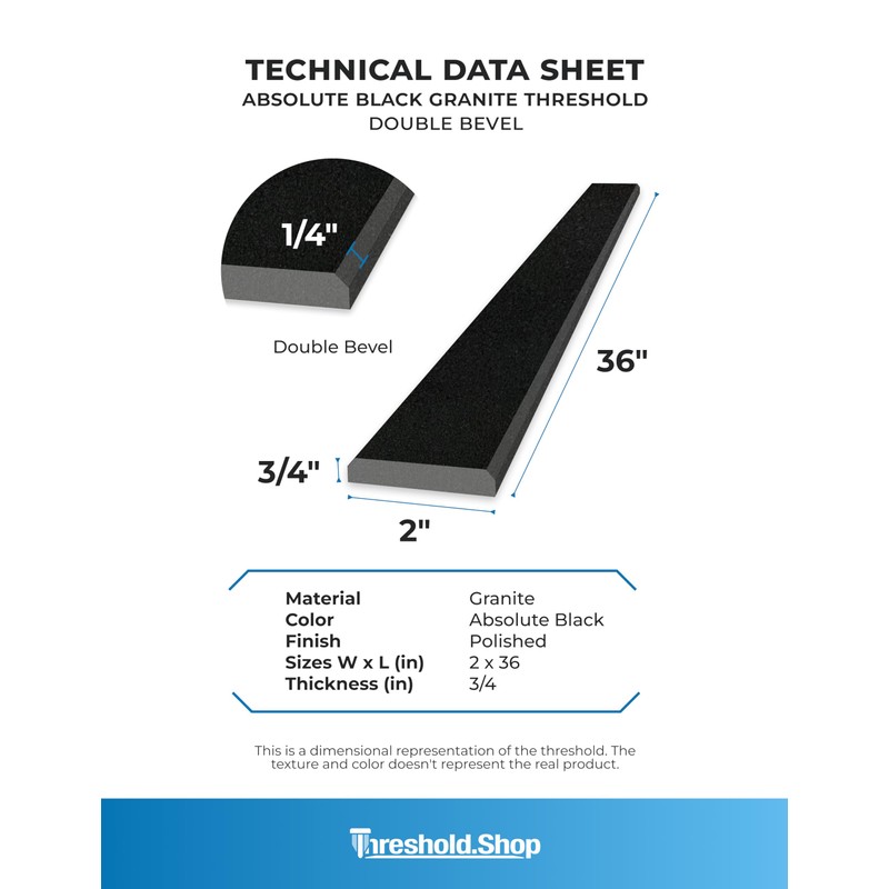 Threshold.Shop Absolute Black Granite Threshold Double Bevel for Floor Transitions