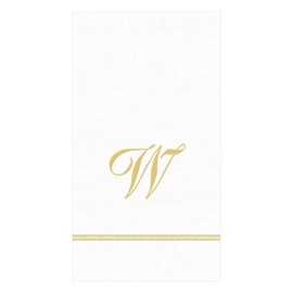 Caspari Hemstitch Script Paper Guest Towel Napkins in Letter W, 60 Napkins Included