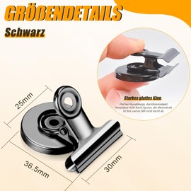 Pack of 12 Strong Magnetic Clips, Strong Magnetic Clips for Fridge, Strong Magnets for Magnetic Board, Scratch-Free Magnetic Clips, Fridge Magnets for Photos, Office, School, Black