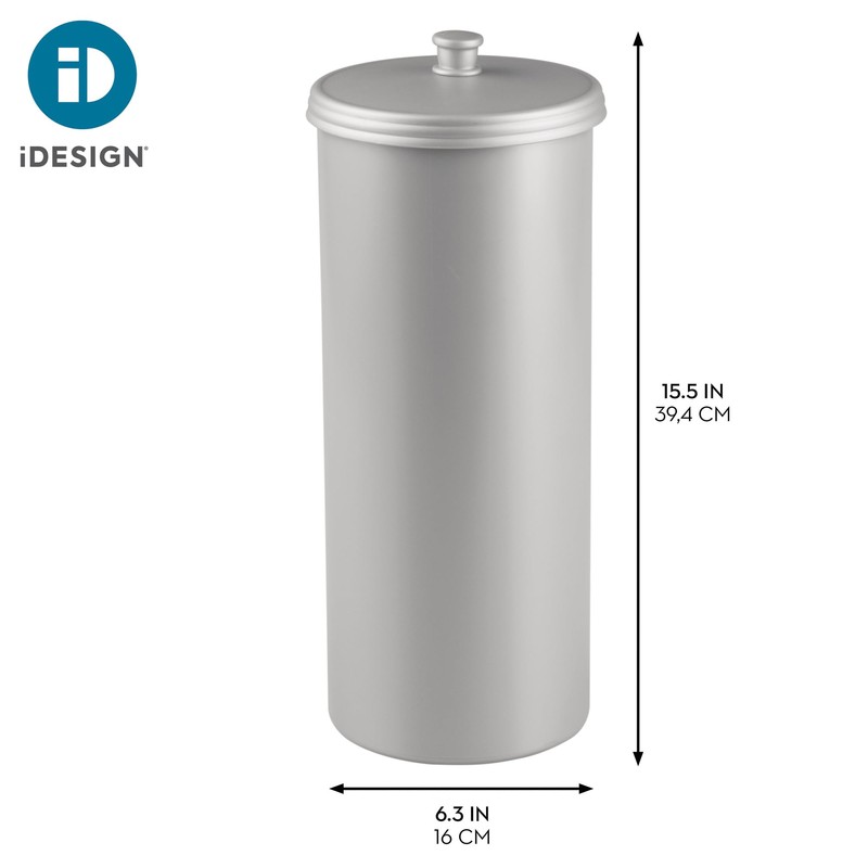 iDesign Freestanding Bathroom Toilet Paper Storage Holder with Lid for
