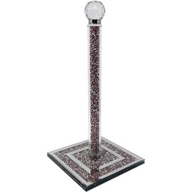 Crushed Diamond Paper Towel Holder Stand Crystal Paper Towel Holder Countertop Bling Kitchen Decor,13 Inches, 34cms (Pink)