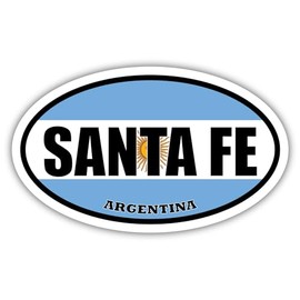 8.5x14 inches Large Santa Fe Argentina Flag Oval Sticker Construction Machine, Car, Truck, Locker, Wall, Window, Luggage