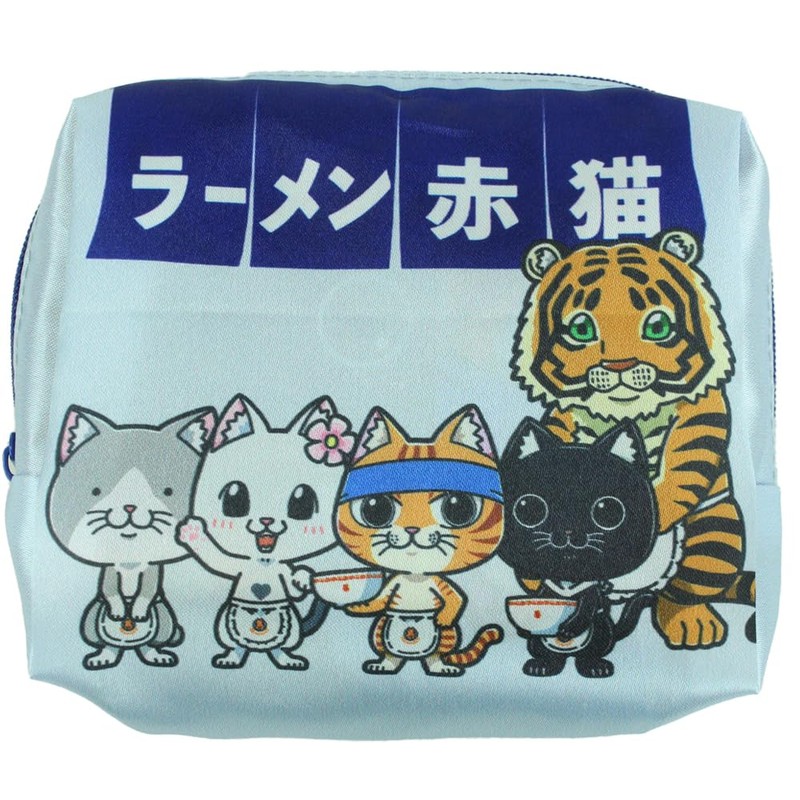 Yasuda Tsusho Red Cat Ramen Eco Bag with Storage Pouch