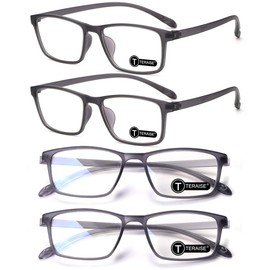 TERAISE Blue Light Reading Glasses Men 4-Pack Grey Computer Glasses Lightweight