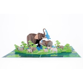 HALATADA Elephant Pop Up Card for Mom,6"x 8" Mother Birthday from Daughter, Son, Kids, Husbands, Mothers Day Card, 3D Popup Anniversary Greeting Card for Women, Wife