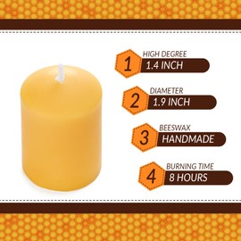 Beeswax Votive Candles-12 Pack Natural Small Votives Set for Home Room Decor Party Wedding Spa Gift