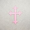 4" Cross, Fleur de lis, Religious, Embroidered, Iron-on Patch (Light