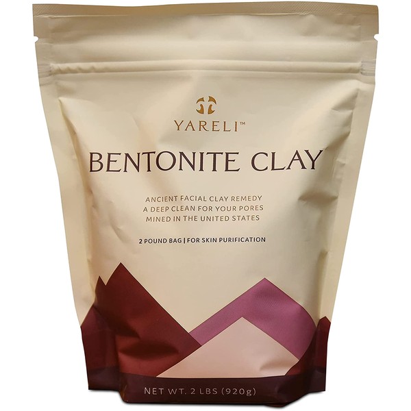 YARELI Bentonite Clay Powder Facial Mask & Detox Bath, 2lb (32oz)