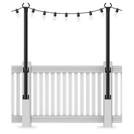 Beizelte String Light Poles for Outside 4FT,2 Pack Metal Light Poles for Outdoor String Lights,Outdoor String Light Poles,Yard Light Poles Bracket for Outdoor Deck,Fence,Wall