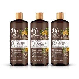 DR. JACOBS NATURALS Castile Shea Butter All-Natural Body Wash for Moisturizing Dry and Sensitive Skin Shampoo with Plant-Based Ingredients Gluten, Preservatives-Free Formula - 32 oz, Pack of 3