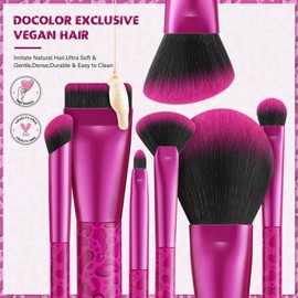 docolor Makeup Brushes 12PCS Pink Leopard Makeup Brush Set Premium Synthetic Foundation Powder Concealers Eyeshadow Blush Make Up Brushes with 1PC Large Powder Puffs