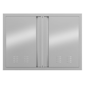 GarveeLife Stainless Steel Doors for Outdoor Kitchens, 31W x 24H Inch Flush Mount BBQ Access Door with Recessed Handle & Vents, for Outdoor Kitchen and BBQ Island, Silver