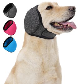 Dog Calm Hoodie Ear Wraps for Dogs, Waterproof Dog Swim Cap, Ear Cover Muffs for Anxiety Relief Noise Cancelling, Dog Head Warp Ear Protection for Hematoma Fireworks Bath Swim Blow Drying(M,Greye)