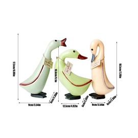 WINBST Wooden Duck Figurine, 3 Pieces, Floral Handmade Ducks with Whimsical Name Signs, Table Shelf Display Decoration