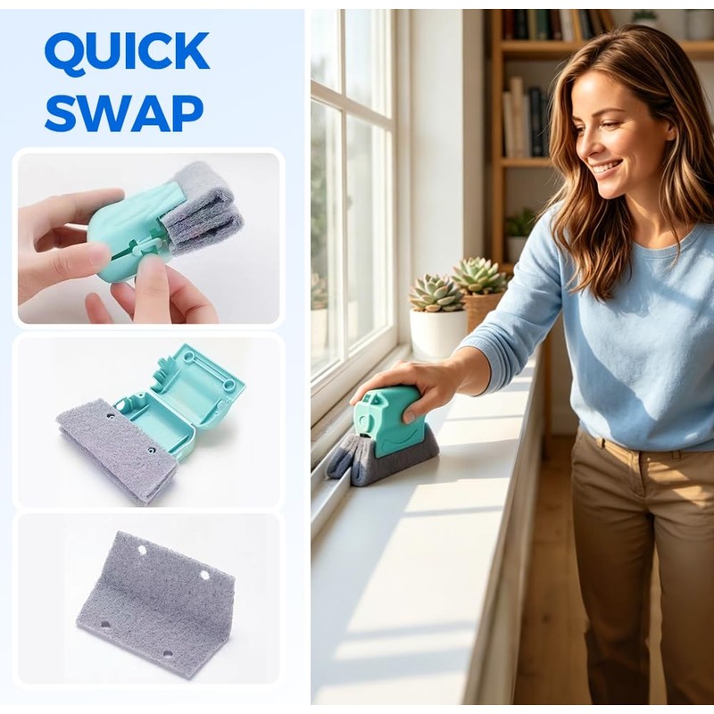 HOMEAN Window Track Cleaning Brush, 2-in-1 Groove Cleaning Tool with
