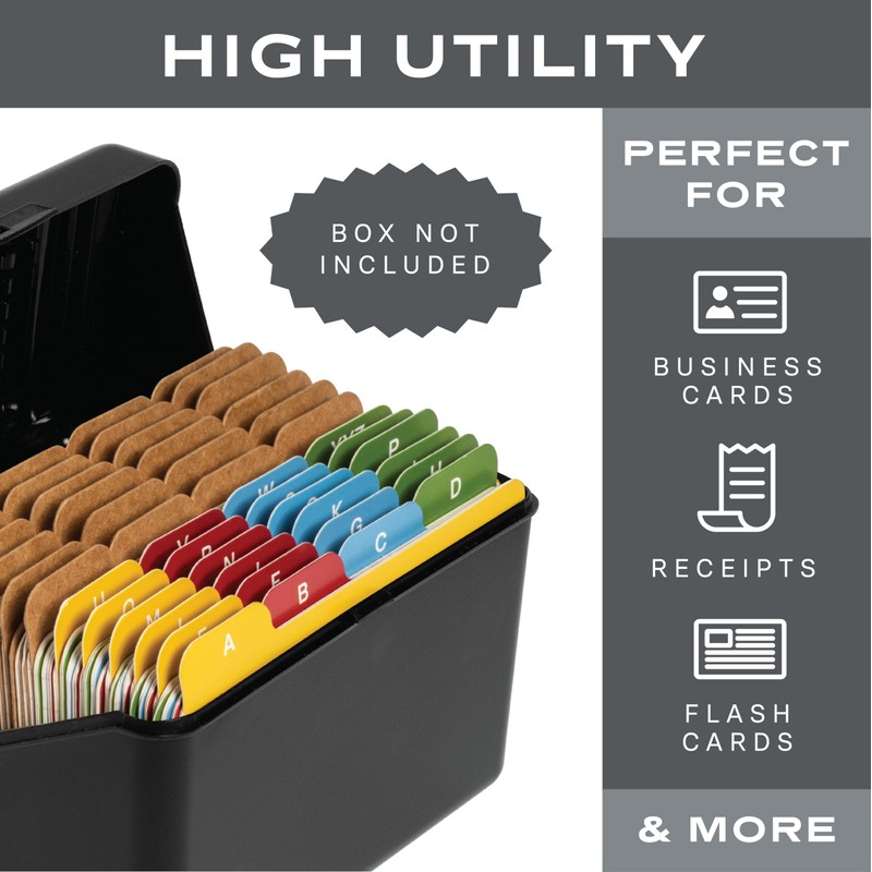 Alfion 3x5 Index Card Alphabet Tab Dividers 24 pcs (Color)