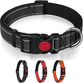 Reflective Dog Collar with Buckle, Reflective Padded Neoprene Pet Collar, Adjustable Pet Collars with Quick Release Buckle for Dogs(S/M/L) (Blakc, S)