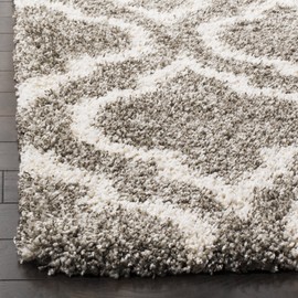 SAFAVIEH Hudson Shag Collection SGH284B Moroccan Non-Shedding Living Room Bedroom Dining Room Entryway Plush 2-inch Thick Area Rug, 7' x 7' Square, Grey / Ivory